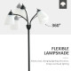 Arc Tree Floor Lamp with 3 Adjustable Rotating Lights, for Bedroom Living Room, Industrial Standing Lamp with Steel Frame, 155cm