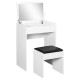 Dressing Table with Mirror and Stool, Vanity Makeup Table with Flip Up Mirror, Vanity Desk with Storage Unit and Padded Seat, Wh