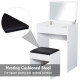 Dressing Table with Mirror and Stool, Vanity Makeup Table with Flip Up Mirror, Vanity Desk with Storage Unit and Padded Seat, Wh