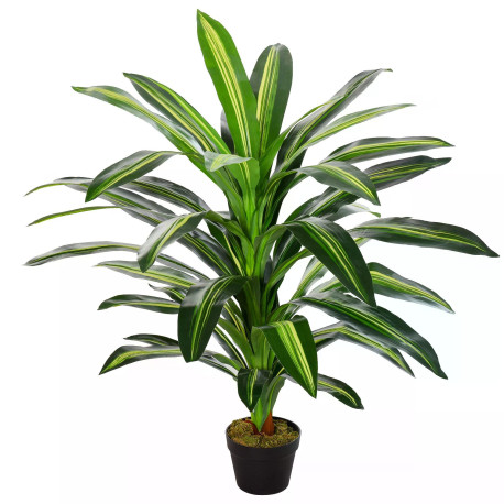 Outsunny 110cm/3.6FT Artificial Dracaena Tree Decorative Plant 40 Leaves with Nursery Pot, Fake Tropical Tree for Indoor Outdoor