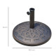 Outsunny 14kg Round Garden Parasol Base Holder Decorative Resin Market Umbrella Stand with Adjustable Coupler, Bronze