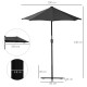 Outsunny 2m Half Parasol Market Umbrella Garden Balcony Parasol with Crank Handle, Base, Double-Sided Canopy, Black