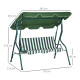 Outsunny 3 Seater Garden Swing Seat Chair Outdoor Bench with Adjustable Canopy and Metal Frame, Green Stripes