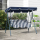 Outsunny Three-Seater Garden Swing Chair, with Adjustable Canopy - Blue Stripe