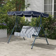 Outsunny Three-Seater Garden Swing Chair, with Adjustable Canopy - Blue Stripe