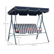 Outsunny Three-Seater Garden Swing Chair, with Adjustable Canopy - Blue Stripe