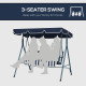 Outsunny Three-Seater Garden Swing Chair, with Adjustable Canopy - Blue Stripe