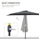 Outsunny 3(m) Half Parasol Semi Round Umbrella Patio Metal Frame Crank Handle for Balcony-- NO BASE INCLUDED, Black