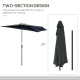 Outsunny 3(m) Half Parasol Semi Round Umbrella Patio Metal Frame Crank Handle for Balcony-- NO BASE INCLUDED, Black