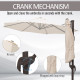 Outsunny 3M Banana Parasol Hanging Cantilever Umbrella W/ Cross Base Hand Crank Aluminium Frame 360°Rotation Hand Crank-Beige