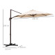 Outsunny 3M Banana Parasol Hanging Cantilever Umbrella W/ Cross Base Hand Crank Aluminium Frame 360°Rotation Hand Crank-Beige