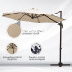 Outsunny 3M Banana Parasol Hanging Cantilever Umbrella W/ Cross Base Hand Crank Aluminium Frame 360°Rotation Hand Crank-Beige