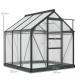 Outsunny 6 x 6ft Polycarbonate Greenhouse, Large Walk-In Green House with Slide Door and Window, Garden Plants Grow House with A