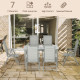 Outsunny 7 Piece Garden Dining Set, Outdoor Table and 6 Folding and Reclining Chairs, Aluminium Frame, Tempered Glass Top Table,