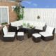 Outsunny Seven-Piece Rattan Garden Sofa Set, with Expanding Table - Cream White