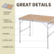 Outsunny 3ft Aluminium MDF-Top Folding Picnic Table Portable Camping Table