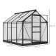 Outsunny 6 x 8ft Polycarbonate Greenhouse, Large Walk-In Green House with Slide Door and Window, Garden Plants Grow House with A