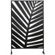 Outsunny Decorative Privacy Screen with Stand, 6.5FT Freestanding Metal Outdoor Divider, Decorative Privacy Panel with Expansion