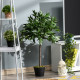 Outsunny Set Of 2 90cm/3FT Artificial Bay Laurel Topiary Trees w/ Pot Fake Indoor Outdoor Greenery Plant Home Office Garden Deco