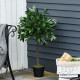 Outsunny Set Of 2 90cm/3FT Artificial Bay Laurel Topiary Trees w/ Pot Fake Indoor Outdoor Greenery Plant Home Office Garden Deco