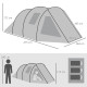 Outsunny Two Room Tunnel Tent Camping Tent for  3-4 Man with Windows, Covers, Carry Bag, for Fishing, Hiking, Sports, Green