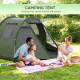 Outsunny Two Room Tunnel Tent Camping Tent for  3-4 Man with Windows, Covers, Carry Bag, for Fishing, Hiking, Sports, Green