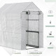 Outsunny Walk in Garden Greenhouse with 2-Tier Shelves Polytunnel Steeple Grow House 6 x 4 x 6ft White