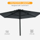 Outsunny 2.5m Wall Mounted Parasol, Hand to Push Outdoor Patio Umbrella with 180 Degree Rotatable Canopy for Porch, Deck, Garden