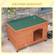 PawHut Wooden Dog Kennel, Outdoor Pet House, with Removable Floor, Openable Roof, Water-Resistant Paint - Natural Wood Tone