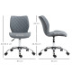 Vinsetto Armless Office Chair Adjustable Computer Chair Swivel Chair with Rolling Wheels and Linen Fabric Back Support for Home 