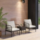 3 Pieces Patio Wicker Furniture Set with Cushioned Chairs and Tempered Glass Coffee Table