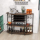 Wine Bar Cabinet 3-Tier Wine Rack with Shelves and Glass Holders