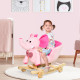 2 In 1 Plush Baby Ride on Rocking Horse Elephant Rocker with Wheels Wooden Toy for Kids 32 Songs for 18+ Months (Pink)