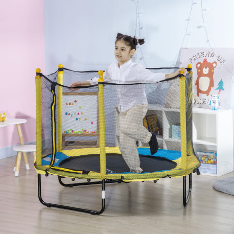 4.6FT Kids Trampoline, with Safety Net, for Kids 3-10 Years - Yellow