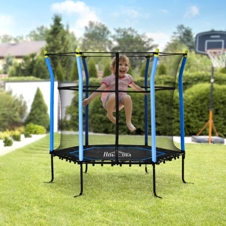 5.4FT/ 64 Inch Kids Trampoline With Enclosure Net Mini Indoor Outdoor Trampolines for Child Toddler Age 3-10 Years Blue