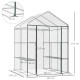 Outsunny Walk in Greenhouse with 3-Tier 8 Shelves, Green House with Hemmed Cover, Roll-up Zipped Door, Steel Frame, 143 x 143 x 