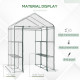 Outsunny Walk in Greenhouse with 3-Tier 8 Shelves, Green House with Hemmed Cover, Roll-up Zipped Door, Steel Frame, 143 x 143 x 