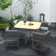 Outsunny 4 Seater Rattan Cube Garden Furniture Set with Cushions, Square Garden Dining Set with Stone Composite Board Top Table,