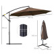 Outsunny 2.45m Overhanging Cantilever Parasol, with Cross Base - Brown