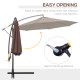 Outsunny 2.45m Overhanging Cantilever Parasol, with Cross Base - Brown