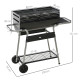 Outsunny Charcoal Barbecue Grill BBQ Trolley with Double Grill, Side Table, Storage Shelf, and Wheels for Outdoor Cooking, 130 x