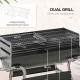 Outsunny Charcoal Barbecue Grill BBQ Trolley with Double Grill, Side Table, Storage Shelf, and Wheels for Outdoor Cooking, 130 x