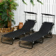 Outsunny Set of Two Folding Sun Loungers, with Adjustable Backs and Sun Canopies - Black