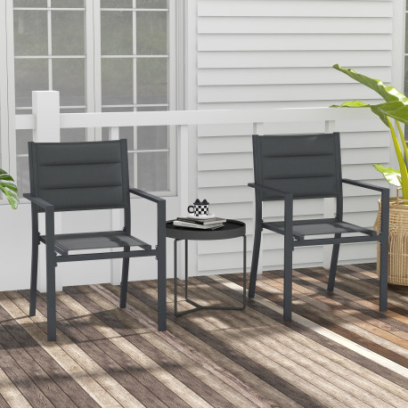 Outsunny Set of Two Aluminium Stacking Garden Chairs - Dark Grey