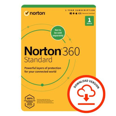 Norton 360 Standard 10x 1 Device, 1 Year ESDs - Ten 1 Device Licences via email - 10GB Cloud Storage - PC, Mac, iOS & Android *N