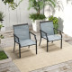 2 Piece Patio Dining Chairs with Breathable Seat and Metal Frame