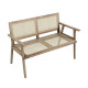 Outdoor Teak Wood Garden Bench with Armrests Rattan Backrest and Seat