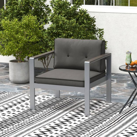 Patio Aluminum Armchair with Cushions Outdoor Sofa Chair