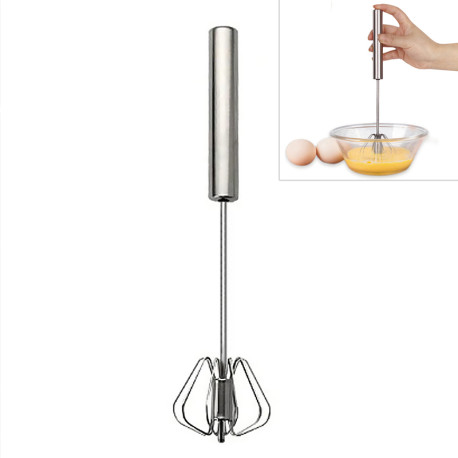 30 cm Metal Hand Press Egg Whisk Beater Rotary Whisk Blender