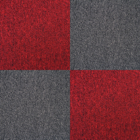 40 x Carpet Tiles 10m2 / Scarlet Red & Charcoal Black